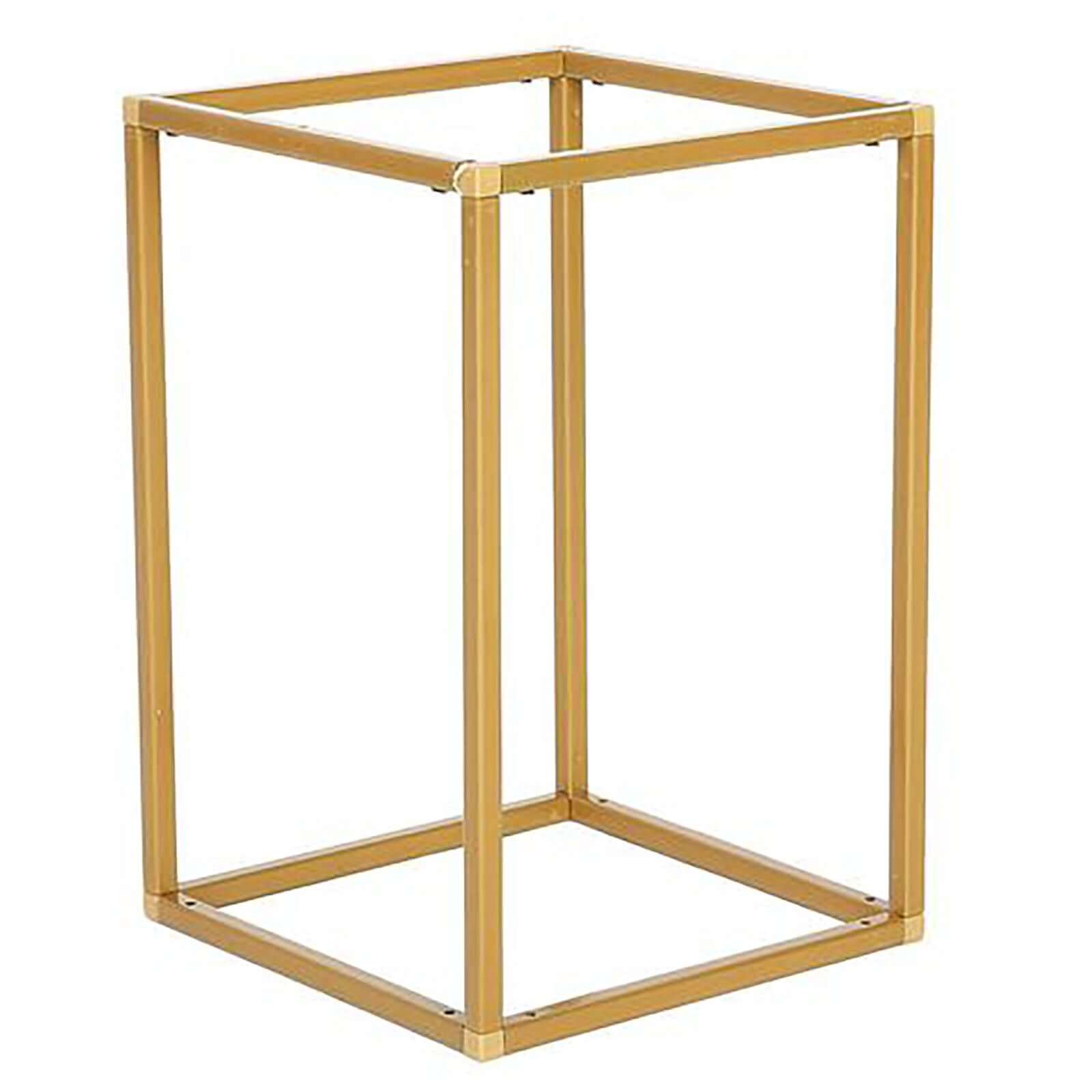 2-Pack Wedding Flower Stand Gold Metal Geometric Column Frame Rectangular - Versatile Floral Pedestal for Sophisticated Arrangements 12"