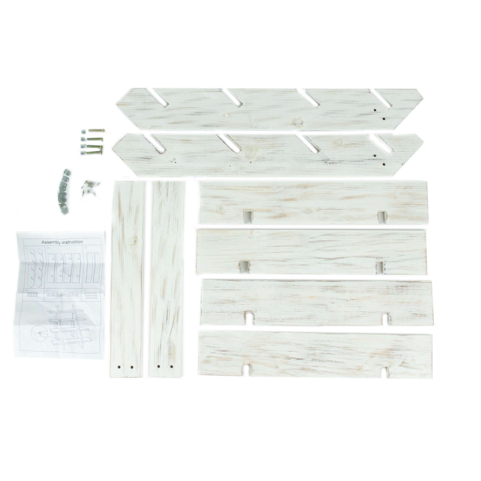 4-Tier Wooden Ladder Shelf Whitewashed Rustic Design - Cascading Stair Step Dessert Display Cupcake Holder 21"