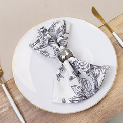 5-Pack French Toile Polyester Cloth Napkins – 17"x17" Black and White Reusable Table Napkins in Floral Design for Events & Dining