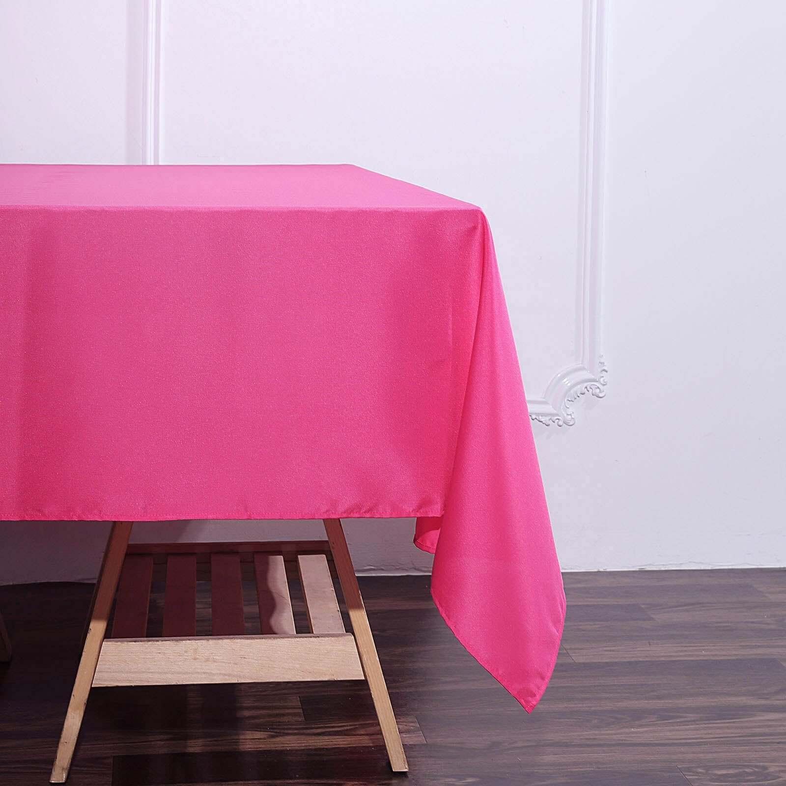 Polyester 70"x70" Table Overlay Square Tablecloth Fuchsia - Wrinkle-Resistant & Durable Table Cover