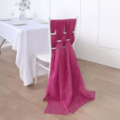 5 Pack Chiffon Chair Sashes Fuchsia - Soft & Lightweight Designer Chair Bows 22"x78"