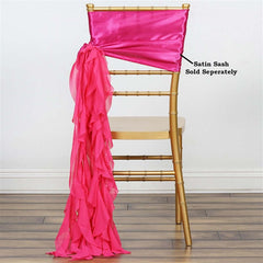Chiffon Chair Sash with Curly Design Fuchsia - Stylish Chair Decorations