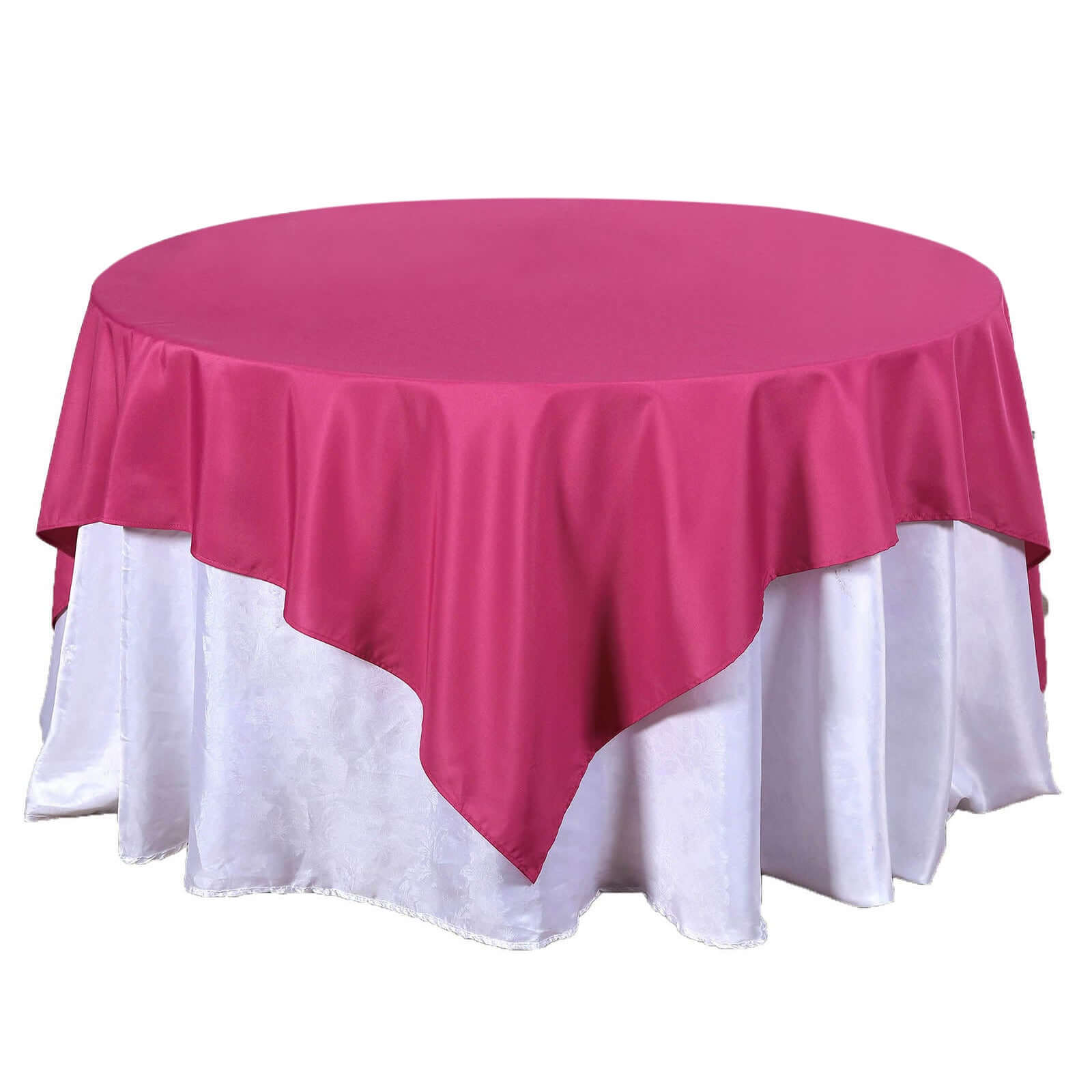 Polyester Square 70"x70" Tablecloth Fuchsia - Wrinkle-Resistant & Durable Table Cover