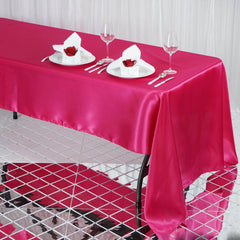 Satin Rectangular 60"x126" Tablecloth Fuchsia - Smooth and Lustrous Table Cover