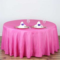 Polyester 108" Round Tablecloth Fuchsia - Wrinkle-Resistant Table Cover
