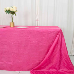 Taffeta 90"x156" Rectangle Tablecloth Fuchsia - Accordion Crinkle Seamless Table Cover