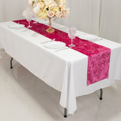 Premium Crushed Velvet 12"x108" Table Runner Fuchsia - Soft & Wrinkle-Resistant Table Linen