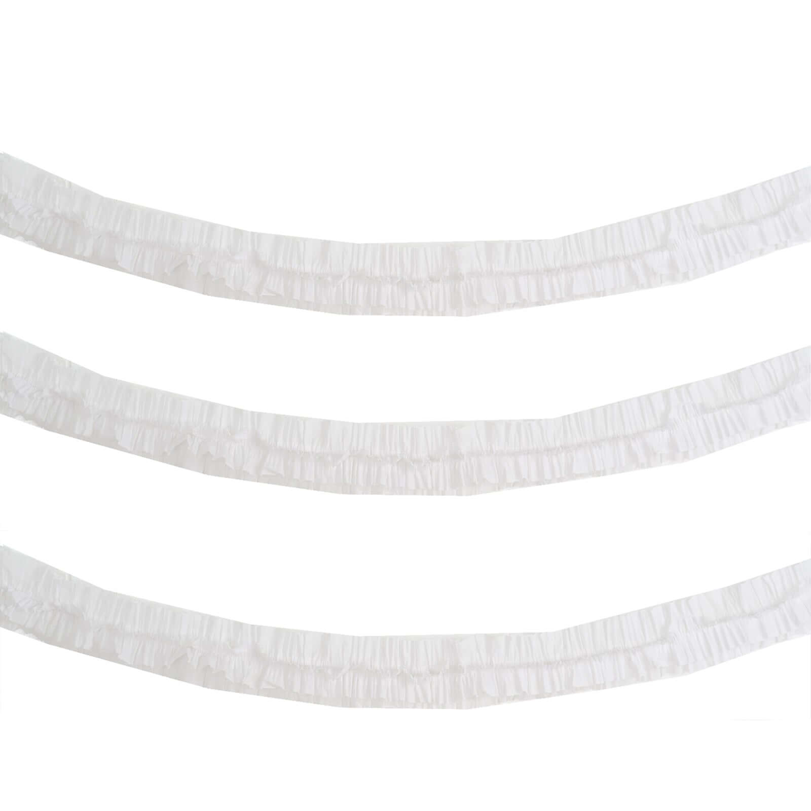 3 Pack 28ft White Ruffled Paper Streamer Rolls, Crepe Tissue Party Decorations