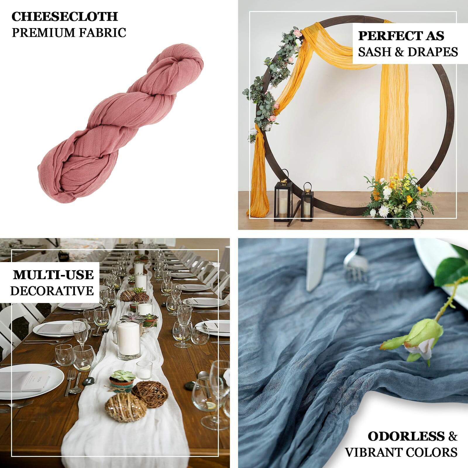 20ft Natural Gauze Cheesecloth Fabric Wedding Arch Drapery, Window Scarf Valance, Boho Decor Arbor Curtain Panel