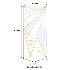 7ft Tall Gold Metal Rectangular Geometric Flower Frame Prop Stand, Wedding Backdrop Floor Stand With Cloudy Film Insert