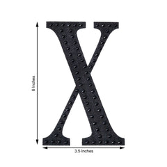 Decorative Rhinestone Alphabet "X" Letter Stickers, Glitter Adhesive Craft Letters Black DIY Sparkle Embellishments 6"