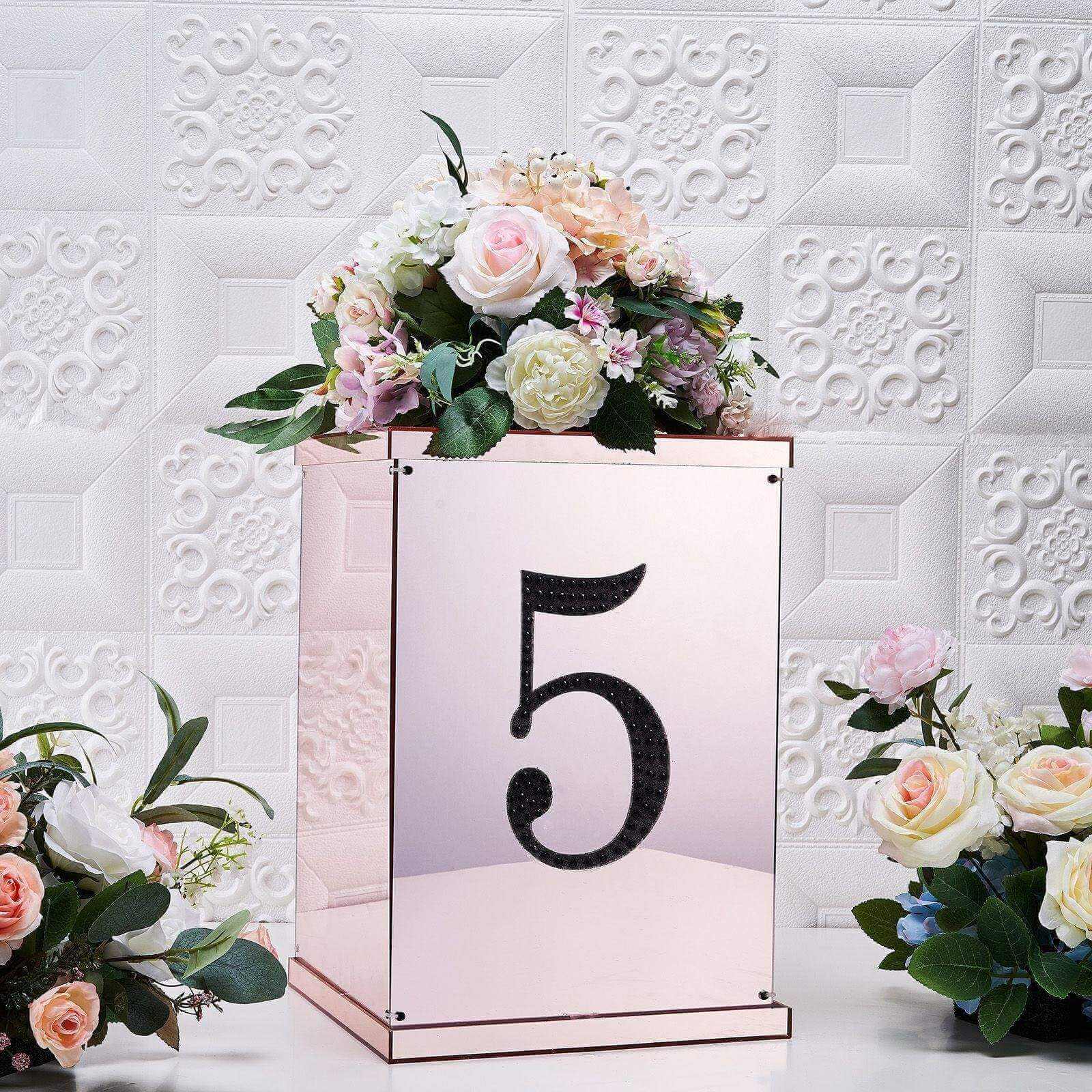 Decorative Rhinestone Number "5" Stickers, Glitter Adhesive Craft Numbers Black DIY Sparkle Embellishments 8"