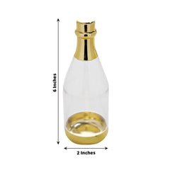 12-Pack Fillable Mini Champagne Bottle Candy Container Clear Gold - Unique Candy Treat Favor Containers 6"