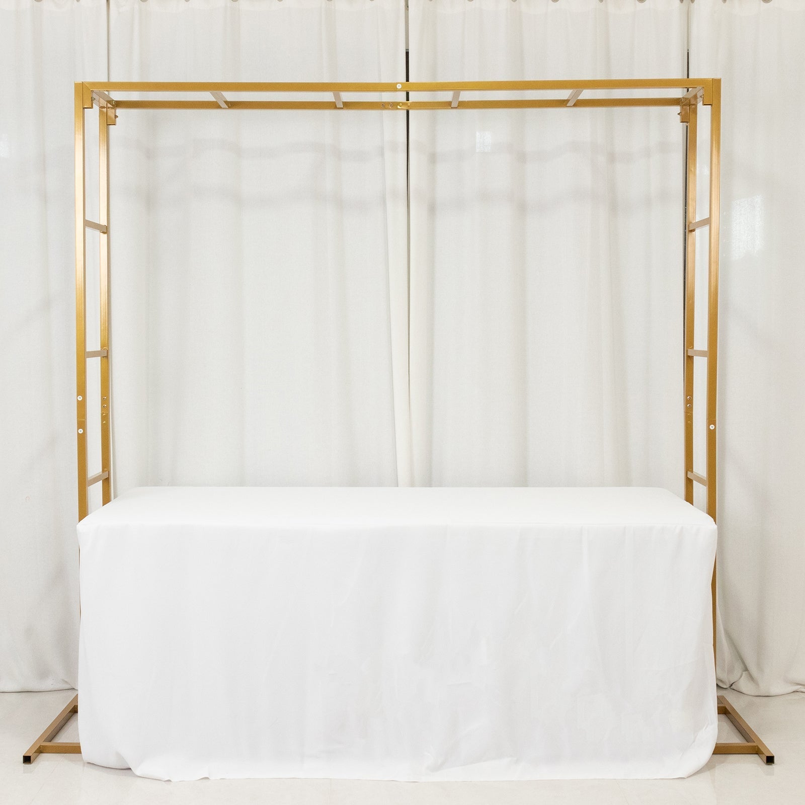 6ftx6ft Gold Square Arbor - Freestanding 6' High Over the Table Stand, Backdrop Stand with Double Frame for Floral Balloon Décor