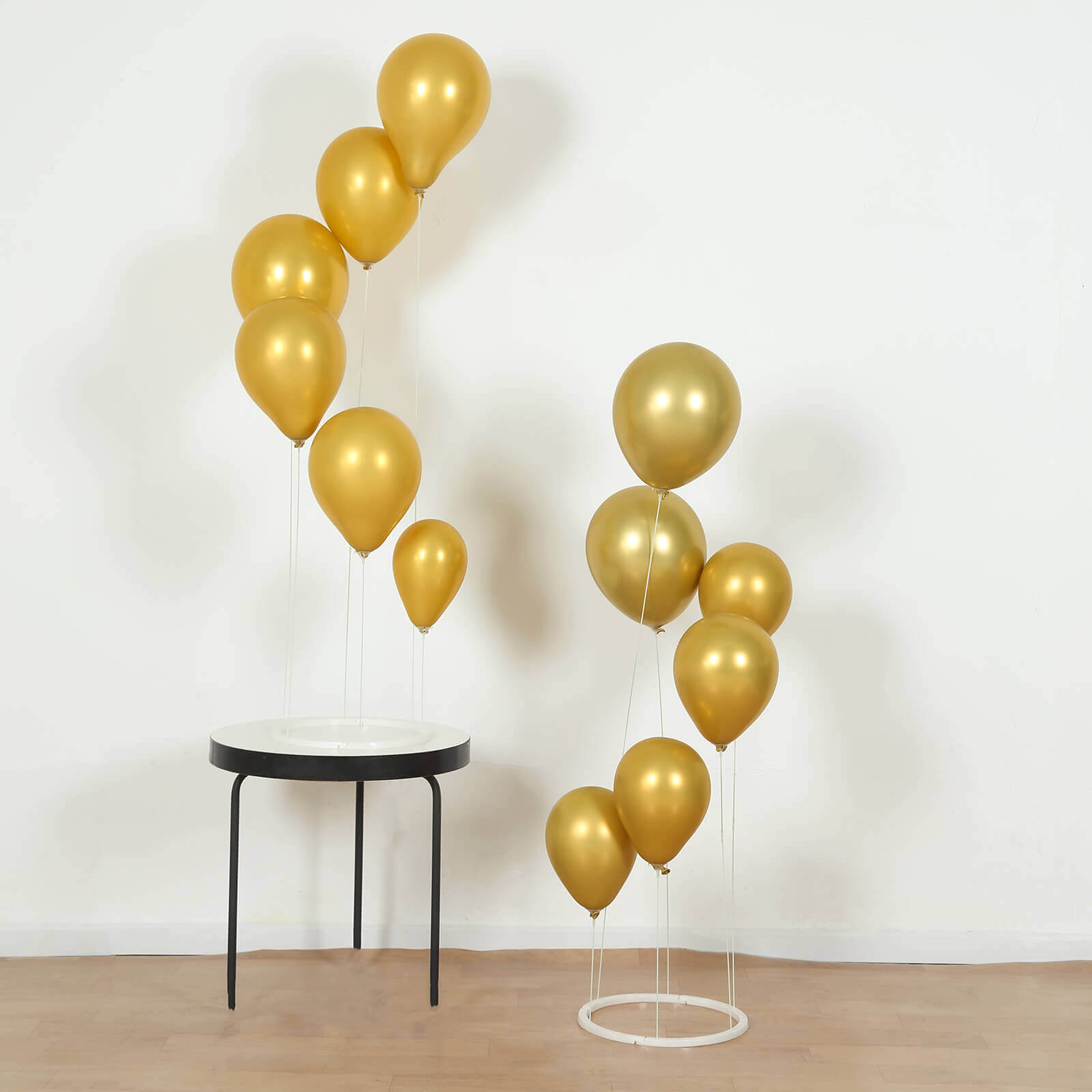 2-Pack 3ft Floating Balloon Floor Stand Kit – White Spiral Balloon Holder with Round Base for Party Decorations