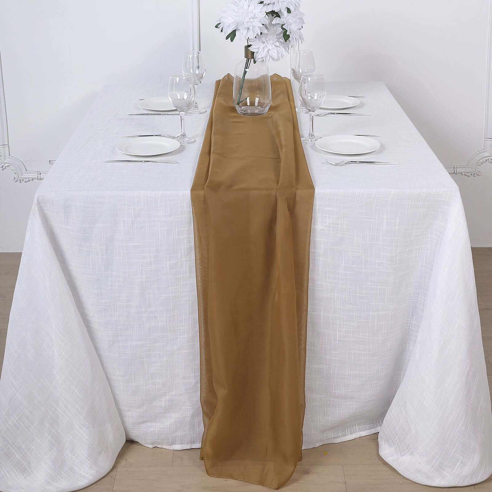 Chiffon 6ft Table Runner Gold - Chic Flowy & Lightweight Table Decor