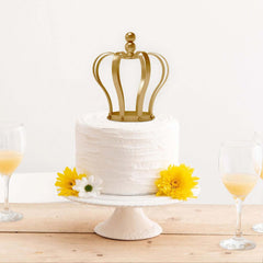 Metal Royal Crown Cake Topper Gold - Sophisticated Wedding Cake Centerpiece Decor for Themed Events 9"