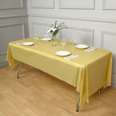 5-Pack Plastic Table Covers Gold Rectangle - Reliable PVC Disposable Covers for Gatherings 54"x108"