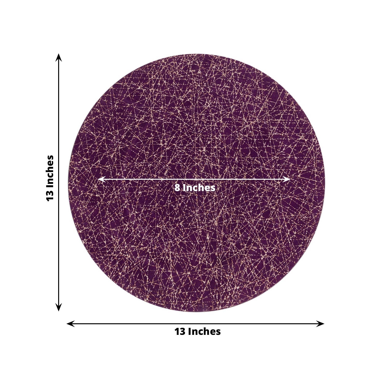 6-Pack Acrylic Round Charger Plates 13" in Purple with Gold Glitter Abstract Lines Pattern, Decorative Dinner Party Charger Tableware