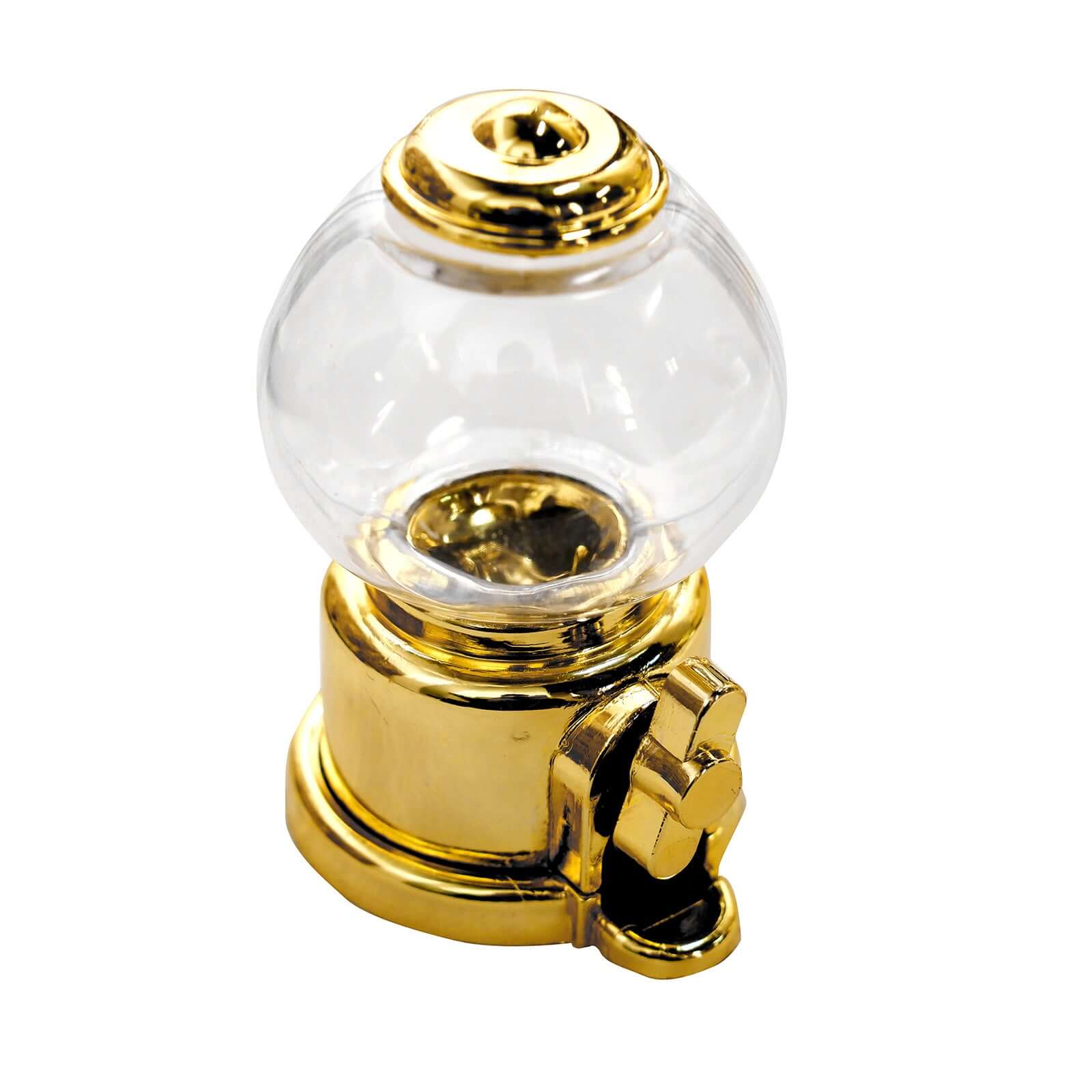 6 Pack 3.5" Clear Gold Mini Gumball Machine Treats Party Favor Boxes, Small Candy Container Gift Boxes