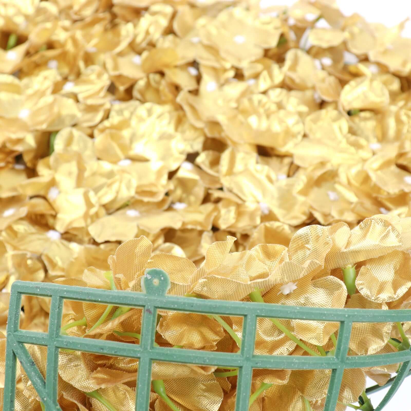 11 Sq ft. Gold UV Protected Hydrangea Flower Wall Mat Backdrop - 4 Artificial Panels