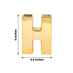 Shiny Ceramic Vase Letter "H" Gold Plated - Chic Bud Planter Pot for Events & Decor 6"