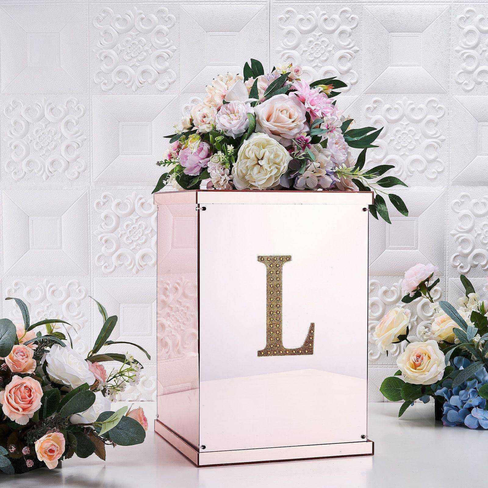 Decorative Rhinestone Alphabet "L" Letter Stickers, Glitter Adhesive Craft Letters Gold DIY Sparkle Embellishments 6"