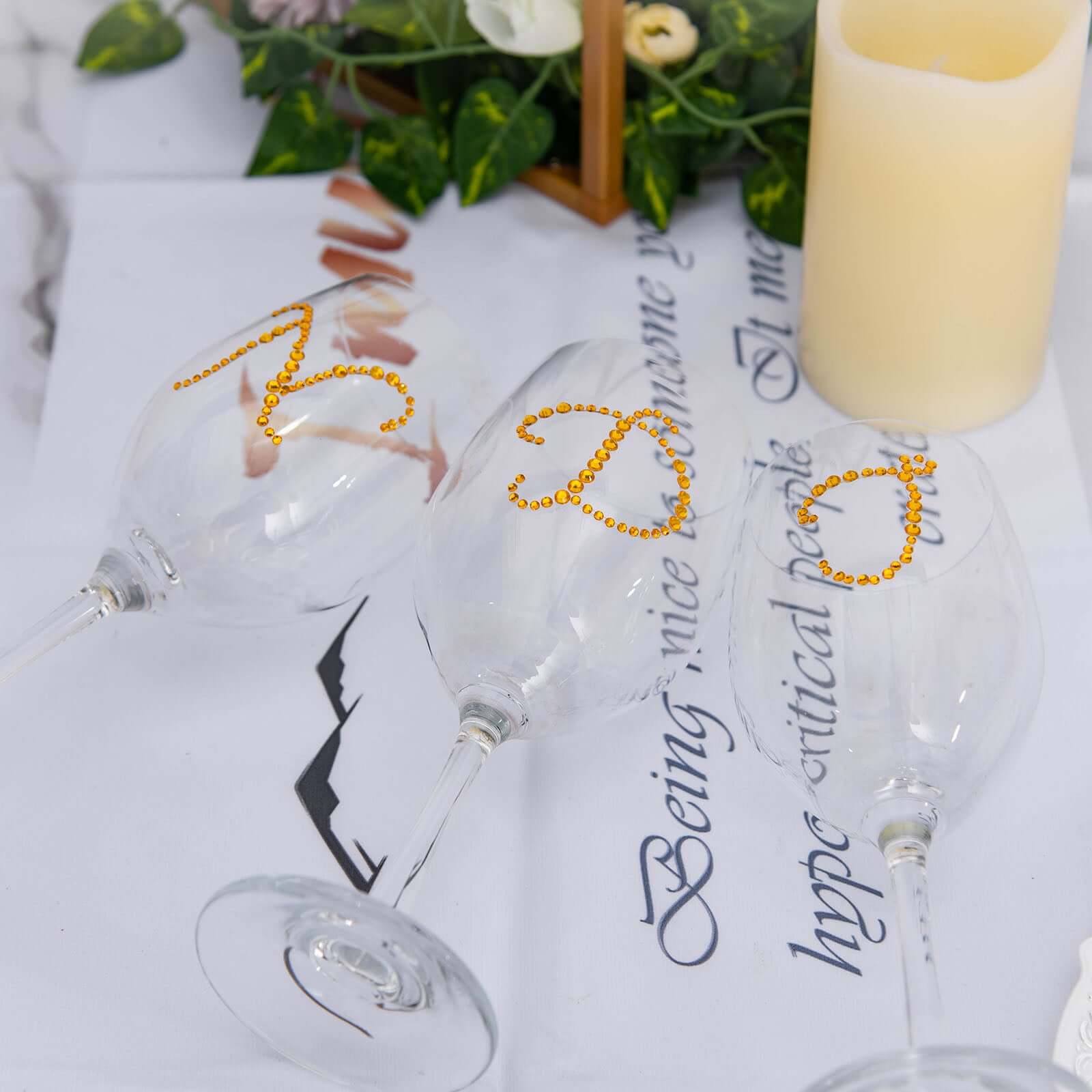 12 Pack 1.5" Gold Rhinestone Monogram Letter Jewel Sticker Self Adhesive DIY Diamond Decor - I