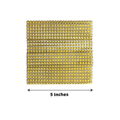 4 Pack Gold Rhinestone Mesh Velcro Backdrop Curtain Bands, Large Chair Sash Clip Tie Backs - 5"X10"