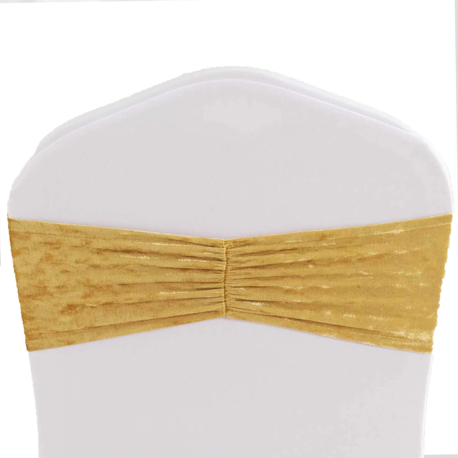 5 Pack Premium Crushed Velvet Chair Sashes Champagne Ruffle Style - Textured Chair Bands for Stunning Event Decor
