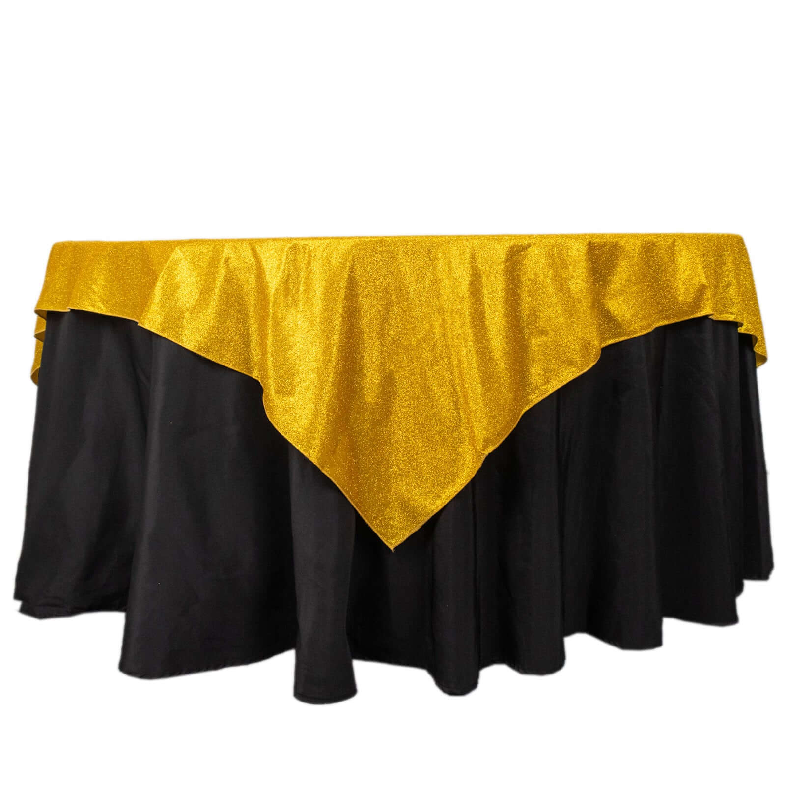 Polyester 72"x72" Table Overlay Square Tablecloth Gold - Glitter Sparkle Design for Classy Celebrations