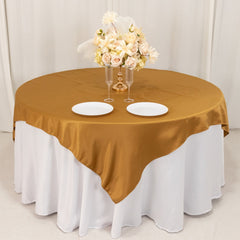 Lamour Satin 72"x72" Table Overlay Square Tablecloth Gold - Smooth Finish for Luxurious Events