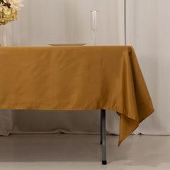 Lamour Satin 60"x102" Rectangle Tablecloth Gold - Durable & Silky Soft Feel Table Cover for Weddings & Banquets