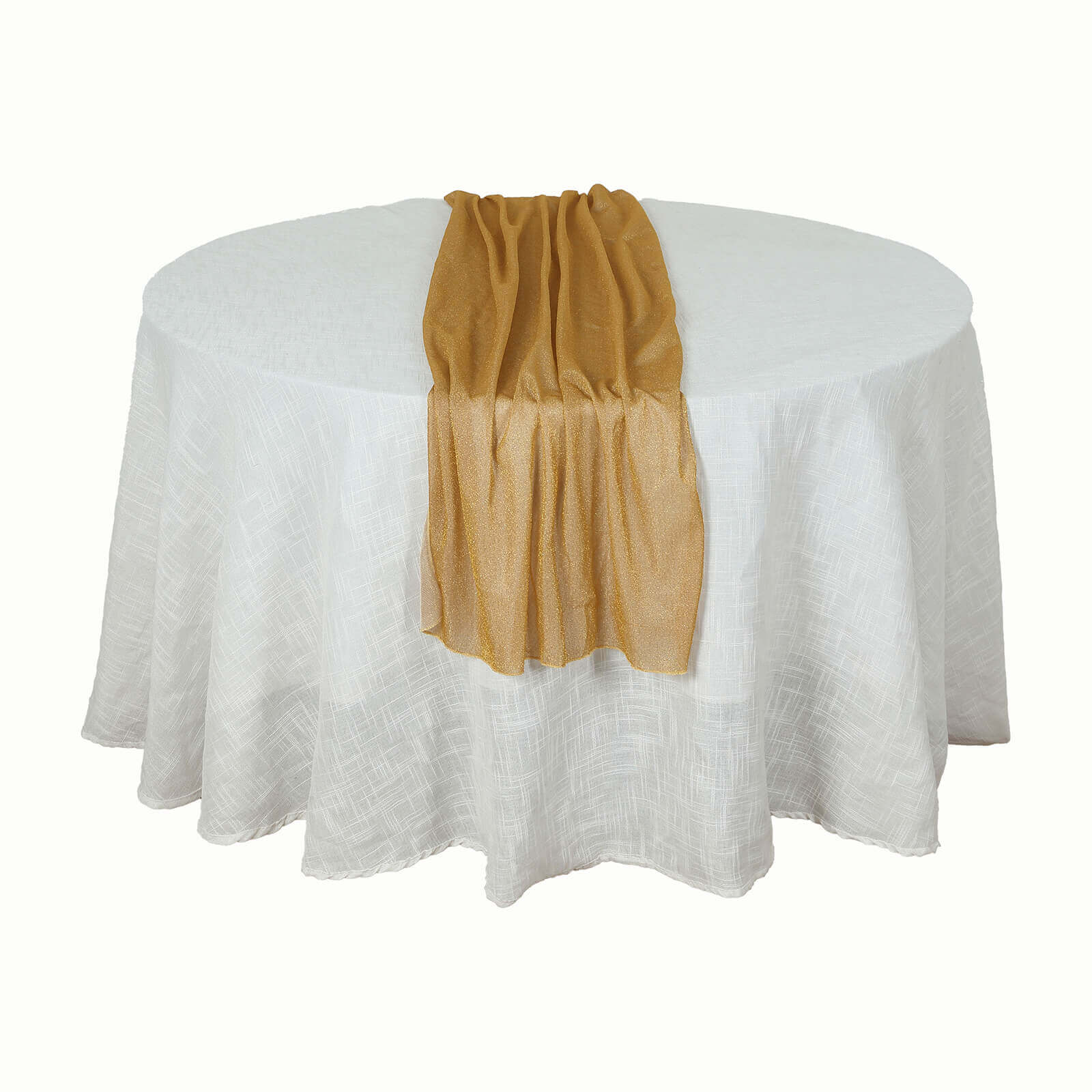 Glitter Gauze 27"x120" Table Runner Gold - Sparkling Reusable Wrinkle-Free Sheer Table Linen for Events