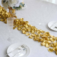 500-Pack Rose Petals Round Design Metallic Gold Silk Confetti - Decorative Scatters for Tables and Floors