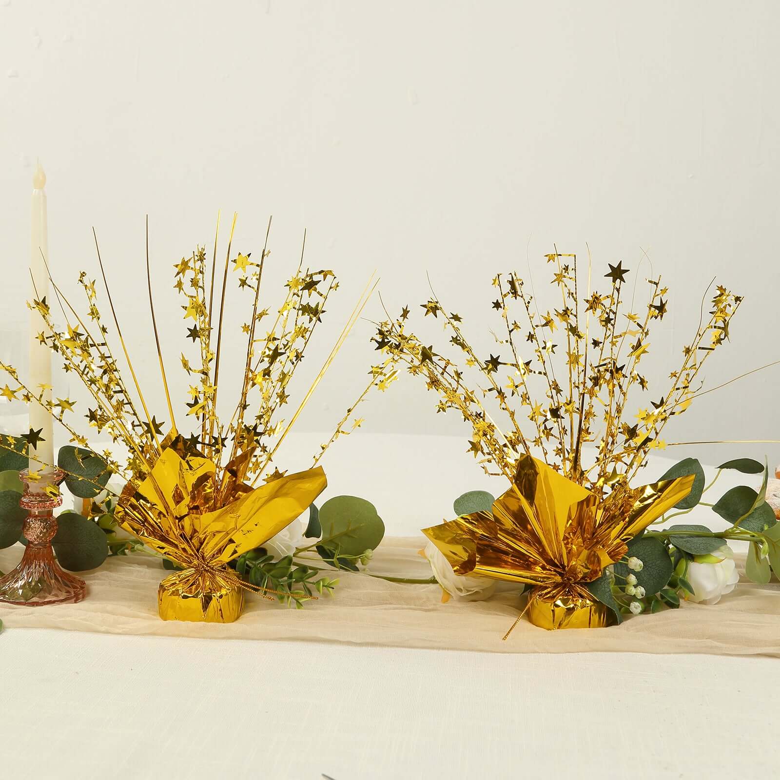6-Pack Metallic Gold Star Foil Spray Centerpiece Table Decorations, Free-Standing Gleam 'N Burst Party Accessories Eye-Catching Design 13"