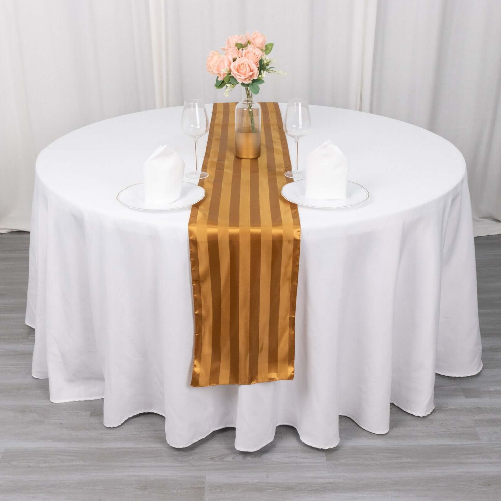 Satin 12"x108" Table Runner Gold - Stripe Table Decor