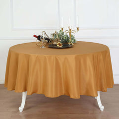 Polyester 90" Round Tablecloth Gold - Stain and Wrinkle-Resistant Table Cover for Party & Gatherings