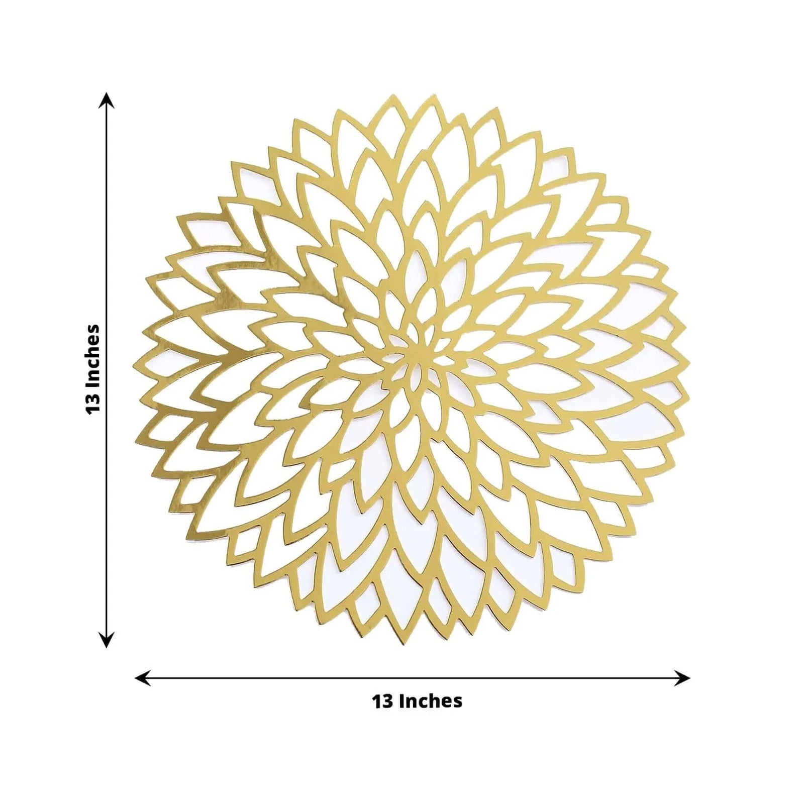 6-Pack Disposable Table Placemats in Metallic Gold with Laser Cut Hibiscus Flower Design - 400GSM Cardboard Placemats for Glamorous Table Decor 13"