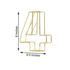 8" Tall Gold Freestanding 3D Decorative Metal Wire Numbers, Wedding Table Numbers -4