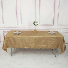 Taffeta 60"x102" Rectangle Tablecloth Gold - Accordion Crinkle Design for Modern Gatherings