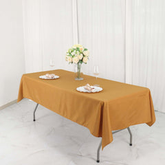 Polyester 54"x96" Rectangle Tablecloth Gold - Wrinkle-Resistant & Easy-to-Care Table Cover for Weddings & Events