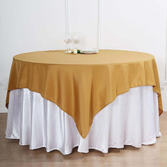 Polyester 70"x70" Table Overlay Square Tablecloth Gold - Wrinkle-Resistant & Durable Table Cover