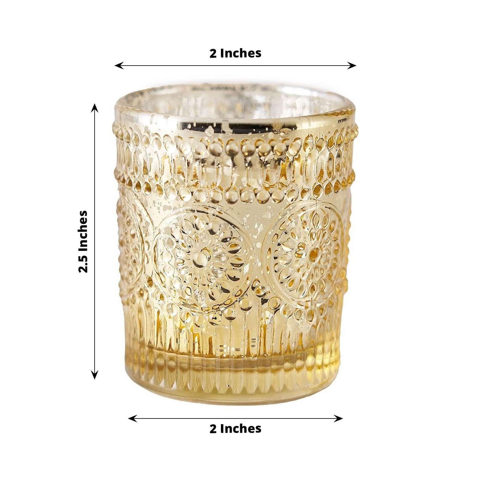6-Pack Gold Glass Votive Tealight Holders - Stylish Primrose Design for Weddings & Décor