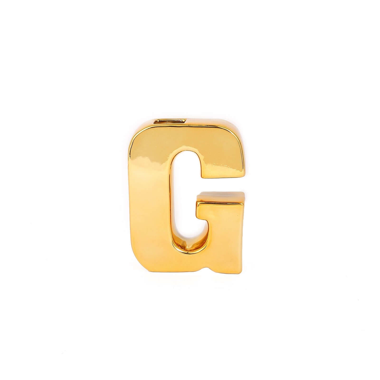 Shiny Ceramic Vase Letter "G" Gold Plated - Chic Bud Planter Pot for Events & Decor 6"