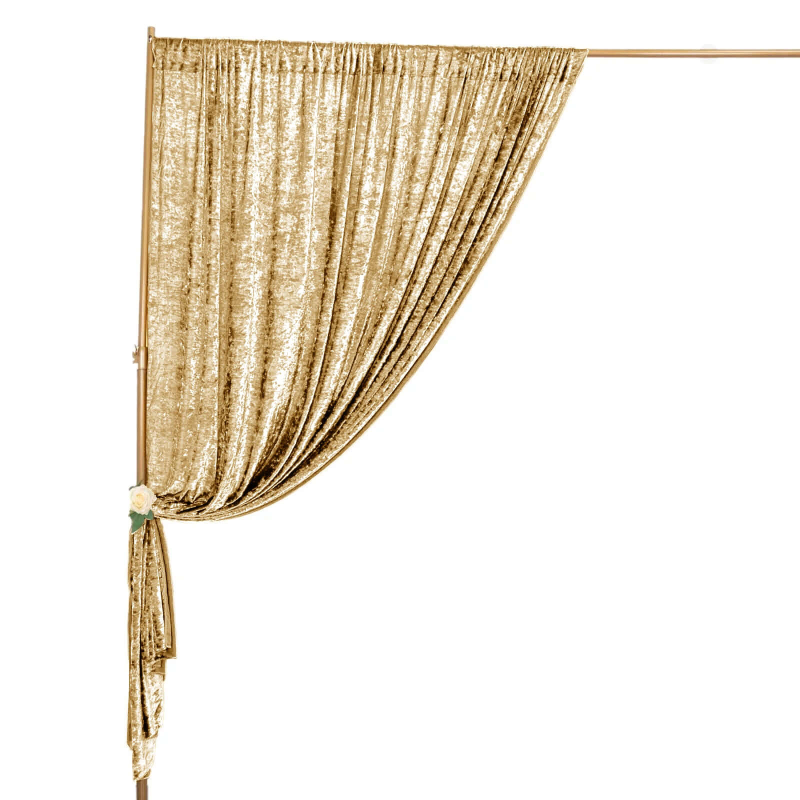 Champagne Crushed Velvet Backdrop Curtain – 8ft x 8ft Event Drape with Rod Pocket, Privacy Panel for Photo Booths & Events
