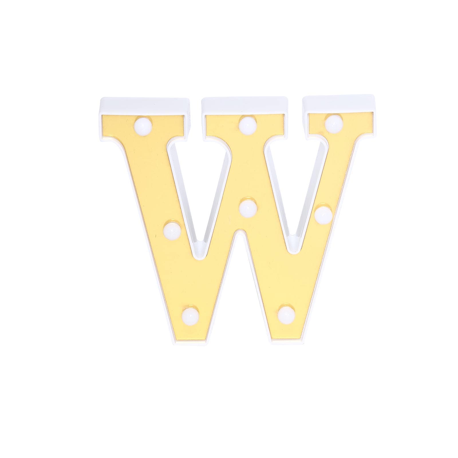 3D Marquee Letter "W" Warm White 8 LED Lights Gold - Chic Light-Up Decor for Events 6"