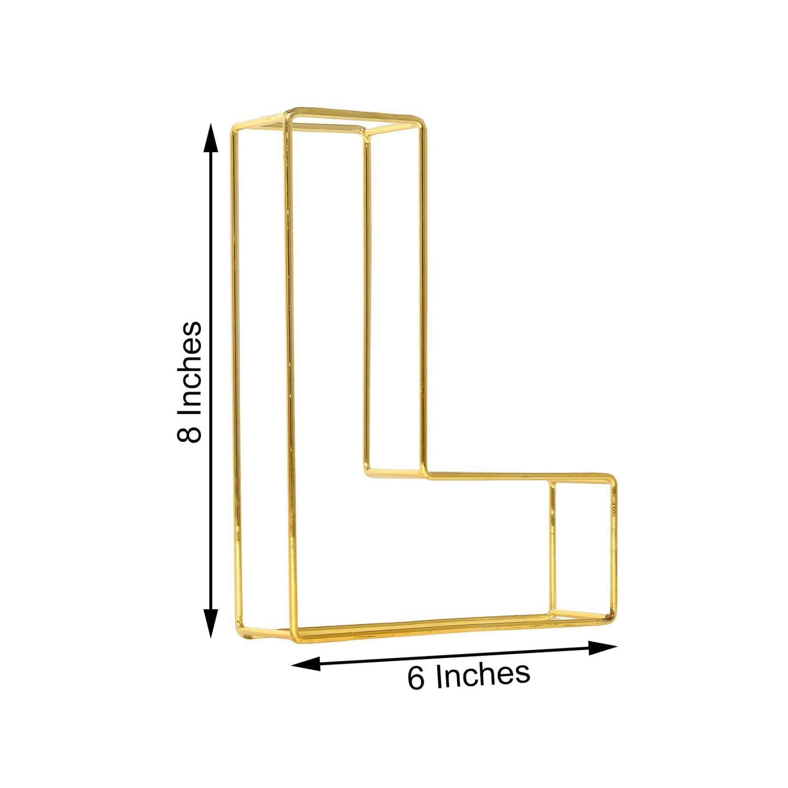 8" Tall Gold Freestanding 3D Decorative Wire Letter, Wedding Centerpiece - L