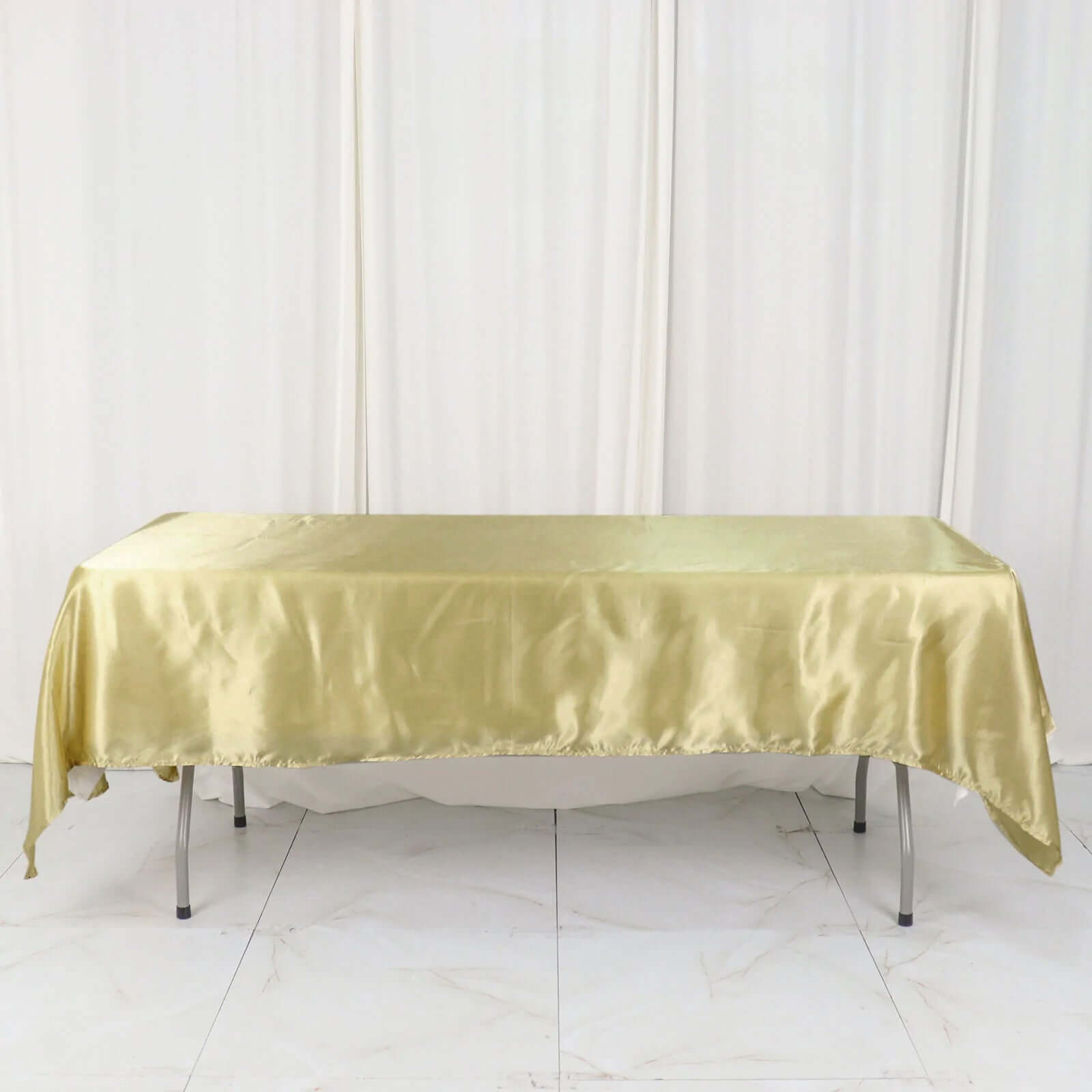 Satin Rectangular 60"x102" Tablecloth Champagne - Smooth and Lustrous Table Cover