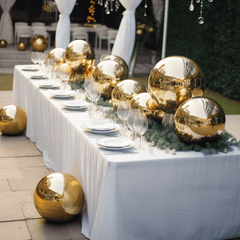 Gazing Globe Mirror Ball Reflective Hollow Stainless Steel Gold Sphere - Decorative Garden Display Piece 16"